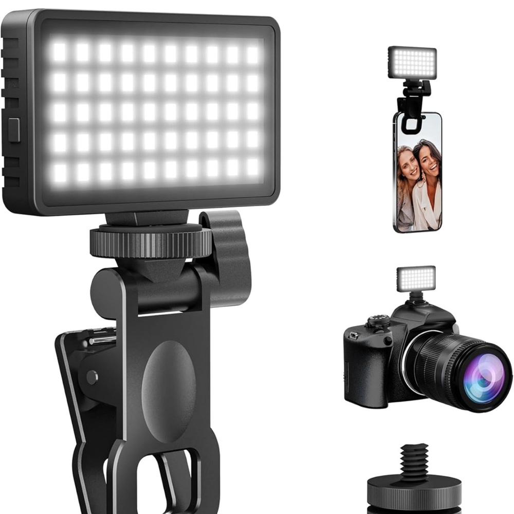 Small Selfie Light, Phone Light with Metal Hotshoe and Clip
